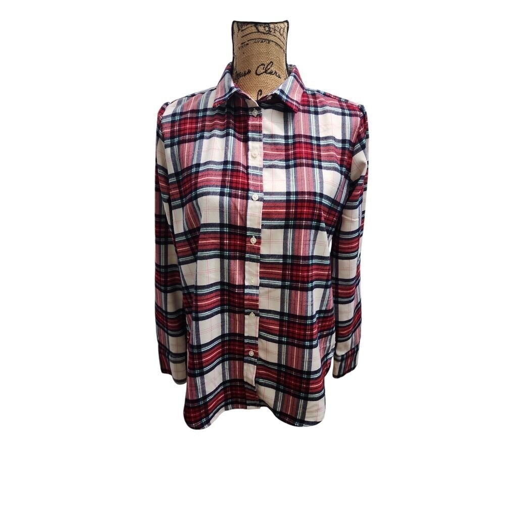 LOFT Plaid Button-Down Shirt‎ Cozy Flannel Long Sleeve Women's Top